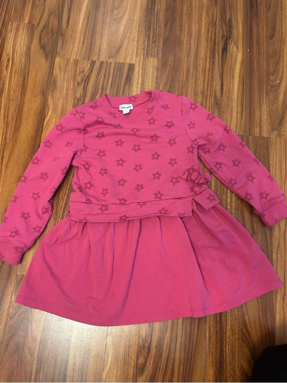 Splendid Pink Star Print Long Sleeve Dress